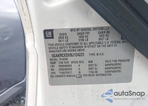 2011 Buick Enclave 2Xl из США, поврежденный, VIN 5GAKRCEDXBJ124223